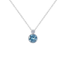 Load image into Gallery viewer, Blue Swarovski Crystal Circle Pendant Silver Necklace
