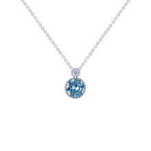 Load image into Gallery viewer, Blue Swarovski Crystal Circle Silver Necklace Set