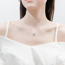 Load image into Gallery viewer, Blue Swarovski Crystal Circle Silver Necklace Set