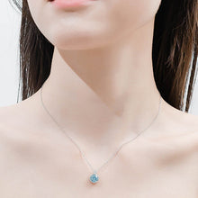 Load image into Gallery viewer, Blue Swarovski Crystal Circle Pendant Silver Necklace