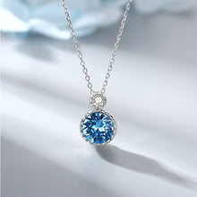 Load image into Gallery viewer, Blue Swarovski Crystal Circle Silver Necklace Set