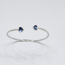 Load image into Gallery viewer, Blue Heart Swarovski Crystal Open Silver Bracelet