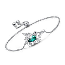 Load image into Gallery viewer, Green Bird Swarovski Crystal Silver Bracelet