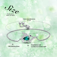 Load image into Gallery viewer, Green Bird Swarovski Crystal Silver Bracelet
