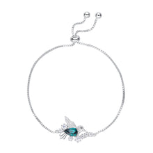 Load image into Gallery viewer, Green Bird Swarovski Crystal Silver Bracelet