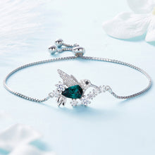 Load image into Gallery viewer, Green Bird Swarovski Crystal Silver Bracelet