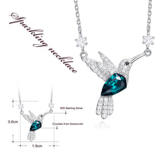 Load image into Gallery viewer, Green Bird Pendant Swarovski Crystal Silver Necklace