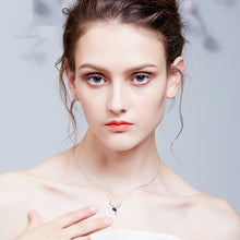 Load image into Gallery viewer, Green Bird Pendant Swarovski Crystal Silver Necklace