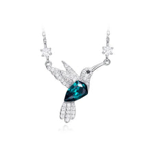 Load image into Gallery viewer, Green Bird Pendant Swarovski Crystal Silver Necklace
