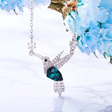 Load image into Gallery viewer, Green Bird Pendant Swarovski Crystal Silver Necklace