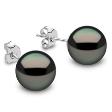 Load image into Gallery viewer, Black Natural Pearl Stud Silver Earrings (11 MM)
