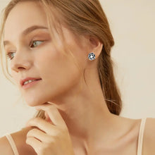 Load image into Gallery viewer, Flowery Black Rose Stud Pearl Silver Earrings