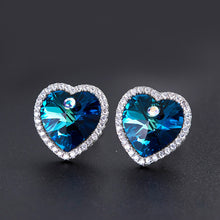 Load image into Gallery viewer, Ocean of Heart Swarovski Crystal Silver Earrings