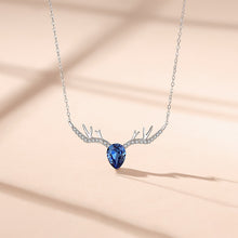 Load image into Gallery viewer, Blue Heart Drop Swarovski Crystal Silver Necklace