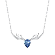 Load image into Gallery viewer, Blue Heart Drop Swarovski Crystal Silver Necklace