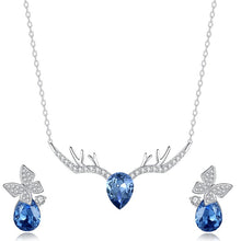 Load image into Gallery viewer, Blue Heart Swarovski Crystal Silver Necklace Set