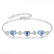 Load image into Gallery viewer, Blue Ocean au Circle Swarovski Crystal Silver Bracelet