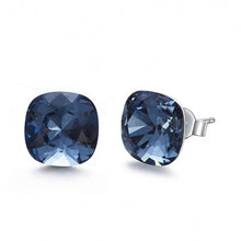 Load image into Gallery viewer, Black Florentine Swarovski Crystal Silver Earrings