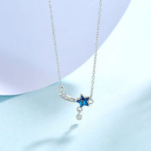 Load image into Gallery viewer, Blue Star Swarovski Crystal Pendant Silver Necklace