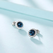 Load image into Gallery viewer, Blue Ocean Stud Swarovski Crystal Silver Earrings
