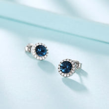 Load image into Gallery viewer, Blue Ocean Stud Swarovski Crystal Silver Earrings