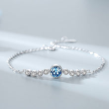 Load image into Gallery viewer, Blue Swarovski Crystal Circle Silver Bracelet
