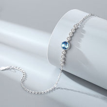 Load image into Gallery viewer, Blue Swarovski Crystal Circle Silver Bracelet
