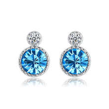 Load image into Gallery viewer, Blue Swarovski Crystal Circle Silver Earrings