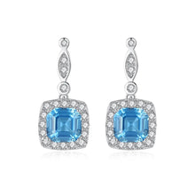 Load image into Gallery viewer, Milano Blue Topaz Zircon Dangling Silver Earrings