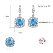 Load image into Gallery viewer, Milano Blue Topaz Zircon Dangling Silver Earrings