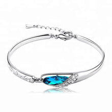 Load image into Gallery viewer, Elegant Swarovski Crystal Zircon Studded Adjustable Silver Bracelet