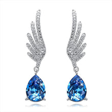 Load image into Gallery viewer, Blue Angel Swarovski Crystal Dangling Silver Earrings