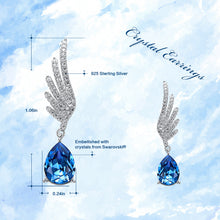 Load image into Gallery viewer, Blue Angel Swarovski Crystal Dangling Silver Earrings