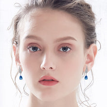 Load image into Gallery viewer, Blue Angel Swarovski Crystal  Dangling Silver Earrings
