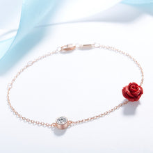 Load image into Gallery viewer, Red Rose Gold Swarovski Crystal Silver Bracelet