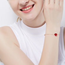Load image into Gallery viewer, Red Rose Gold Swarovski Crystal Silver Bracelet
