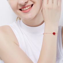 Load image into Gallery viewer, Red Rose Gold Swarovski Crystal Silver Bracelet