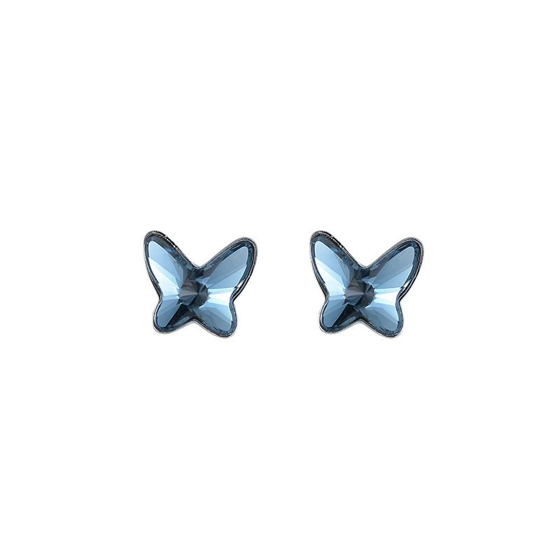 Milano Blue Butterfly Swarovski Silver Earrings Mystic Flavia