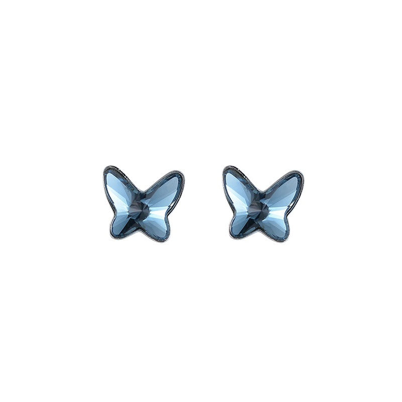 Milano Blue Butterfly Swarovski Silver Earrings