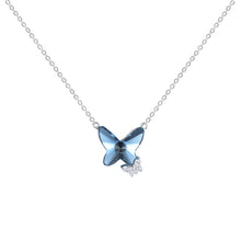 Load image into Gallery viewer, Blue Butterfly Swarovski Zircon Silver Necklace