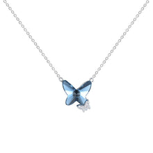 Load image into Gallery viewer, Blue Butterfly Swarovski Silver Necklace Set
