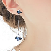Load image into Gallery viewer, Blue Butterfly Swarovski Crystal Silver Earrings