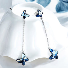 Load image into Gallery viewer, Blue Butterfly Swarovski Crystal Silver Earrings