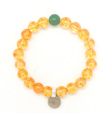 Load image into Gallery viewer, Citrine bracelet with single green aventurine bead and round silver charm, MysticFlavia