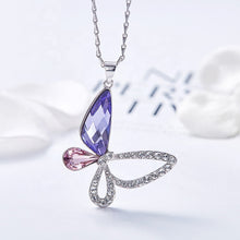 Load image into Gallery viewer, Colorful Butterfly Swarovski Crystal Silver Necklace

