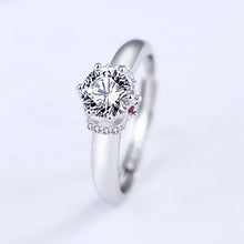 Load image into Gallery viewer, ADAM & EVE Zircon Adjustable Couple Silver Ring