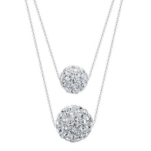 Load image into Gallery viewer, White Zircon Crystal Ball Duo Silver Necklace