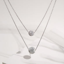 Load image into Gallery viewer, White  Zircon Crystal Ball Duo Silver Necklace
