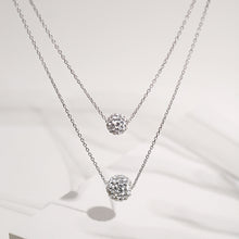 Load image into Gallery viewer, White Zircon Crystal Ball Duo Silver Necklace