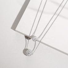 Load image into Gallery viewer, White Zircon Crystal Ball Duo Silver Necklace